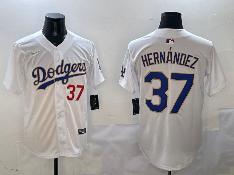 Men's Los Angeles Dodgers Teoscar Hernandez #37 White Jersey